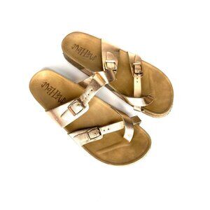 Size 9 slip on sandals- rose gold color on the straps